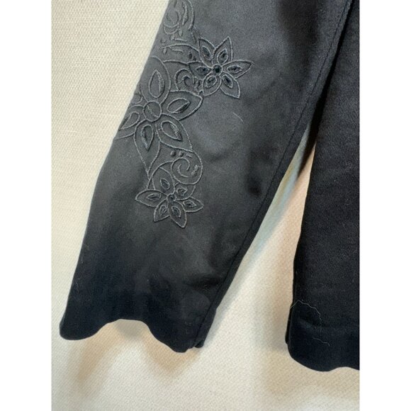 Susan Graver Style Womens Embroidered Blazer Jacket Denim Sz L Black Long Sleeve - Picture 6 of 11